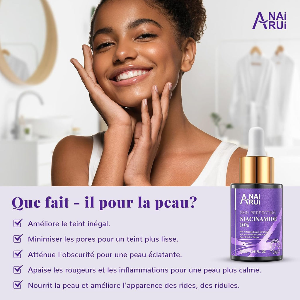 Sérum Pour Le Visage À La Niacinamida, À La Vitamine B3, Au Zinc, À L'Arbutine, Anti-Vieillissement & Rides, Anti-Taches, Illumine La Peau, Protège Du Soleil, Pour Tous Types De Peaux, 30 Ml